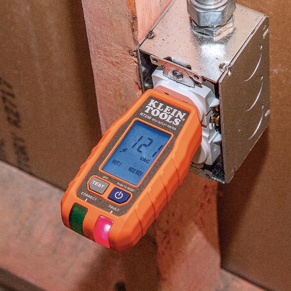 Klein Tools GFCI Receptacle Tester with Backlit LCD & Auto-Hold Function - 120V