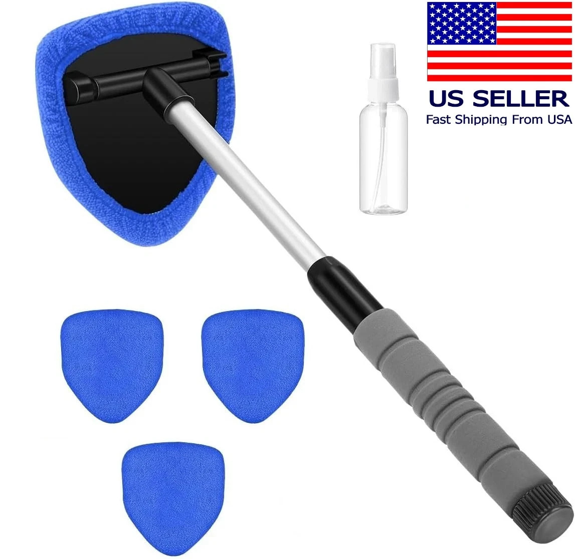 Windshield Cleaning Tool Kit Car Window Glass Wiper Cleaner Brush Pad Extendable