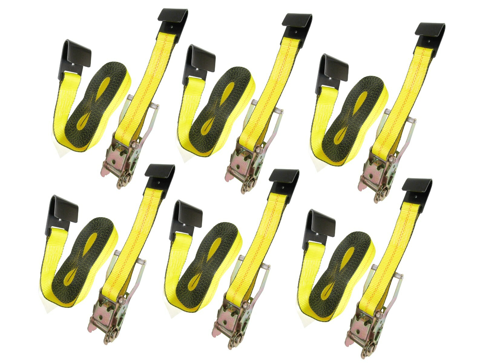 2" x 27' ft Ratchet Tie Down Assembly w/ Flat Hook Trailer Flatbed Cargo 6 pcs
