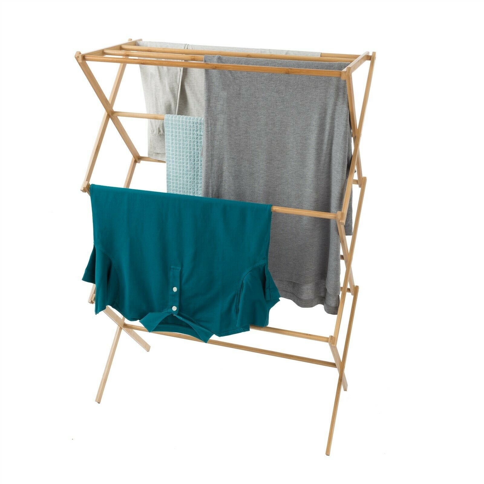 Bamboo Collapsible Clothes Drying Rack Air Drying Laundry Hang Delicates Towels