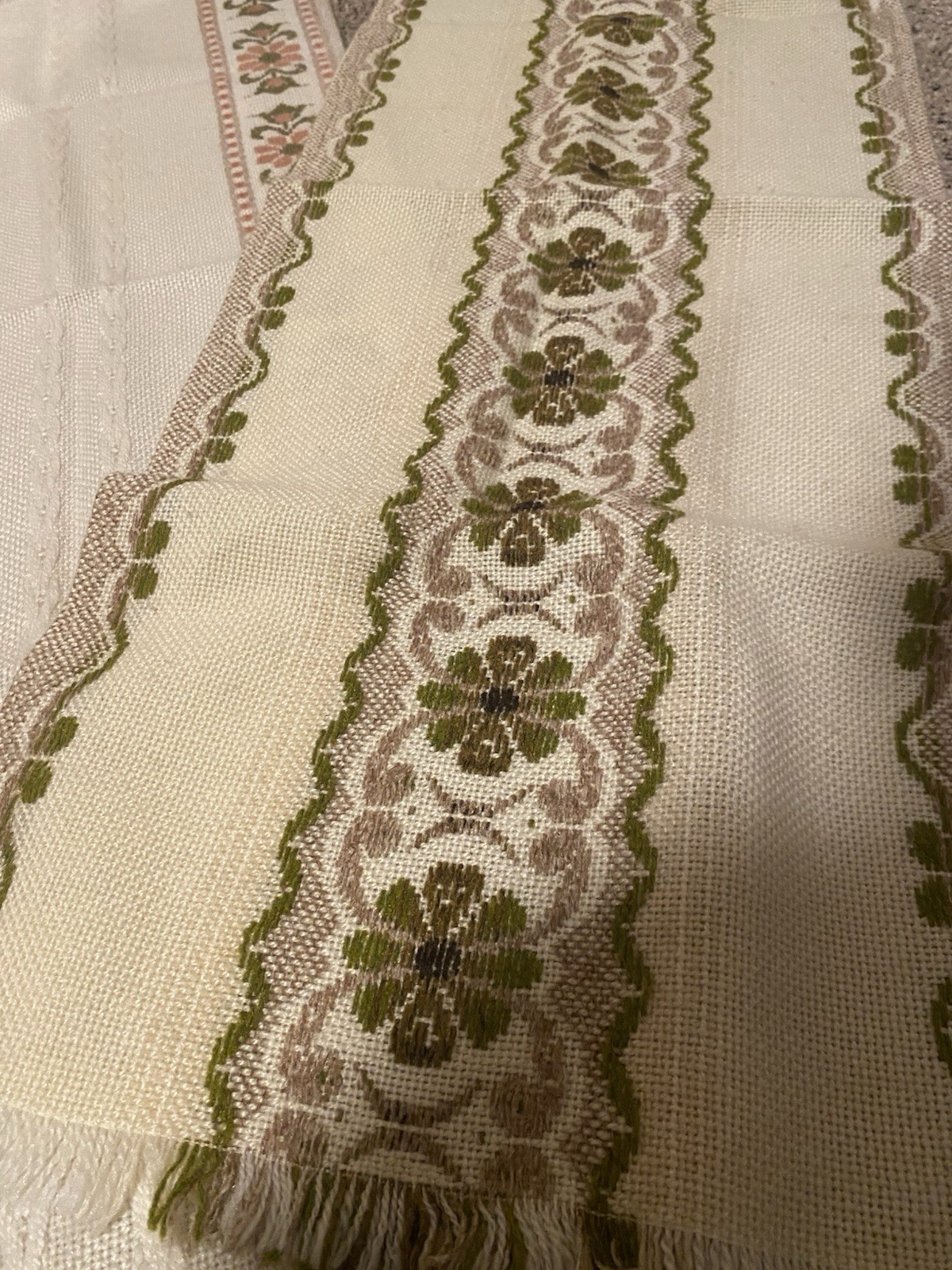 Two Vintage Woven Embroidered Table Runners Areda Heintextillen Germany