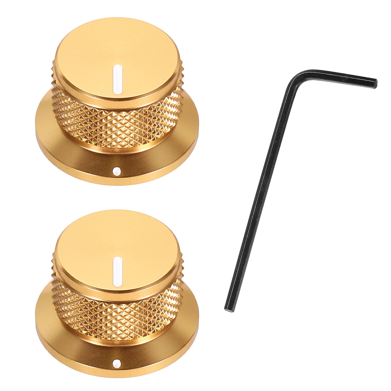 2Pcs Aluminium Knurled Potentiometer Knobs 1/4" Volume Control Top Hats Gold