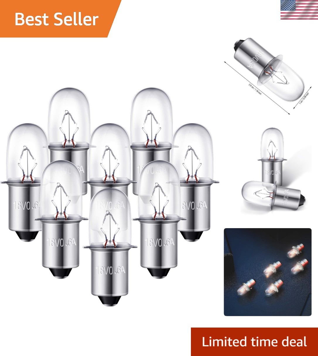 Easy Install 8-Pack 780287001 Flashlight Bulbs for 18V Ryobi Ridgid Craftsman