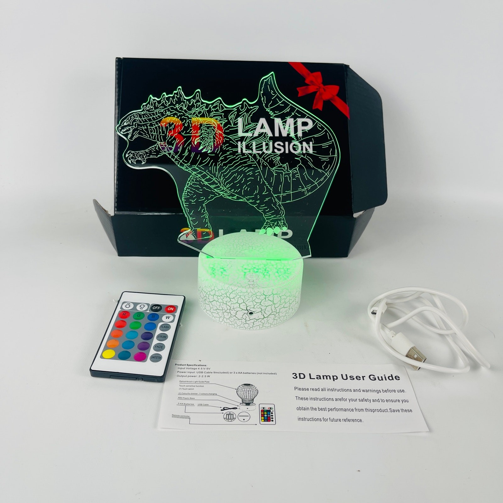 Godzilla Night Light LED 3D Lamp Illusion with Remove Multicolors