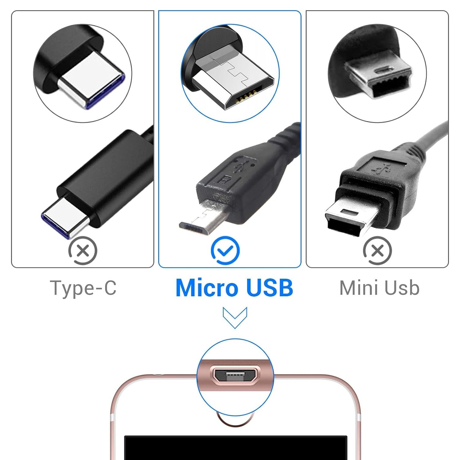 60PCS Micro USB Port Replacement Kit Charging Socket Connector Silver Set