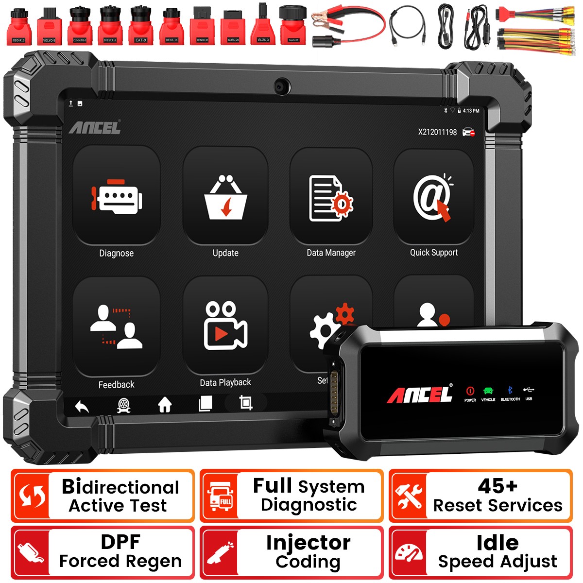 All System OBD2 Scanner Bidirectional Heavy Duty Truck Diagnostic Tool DPF Regen