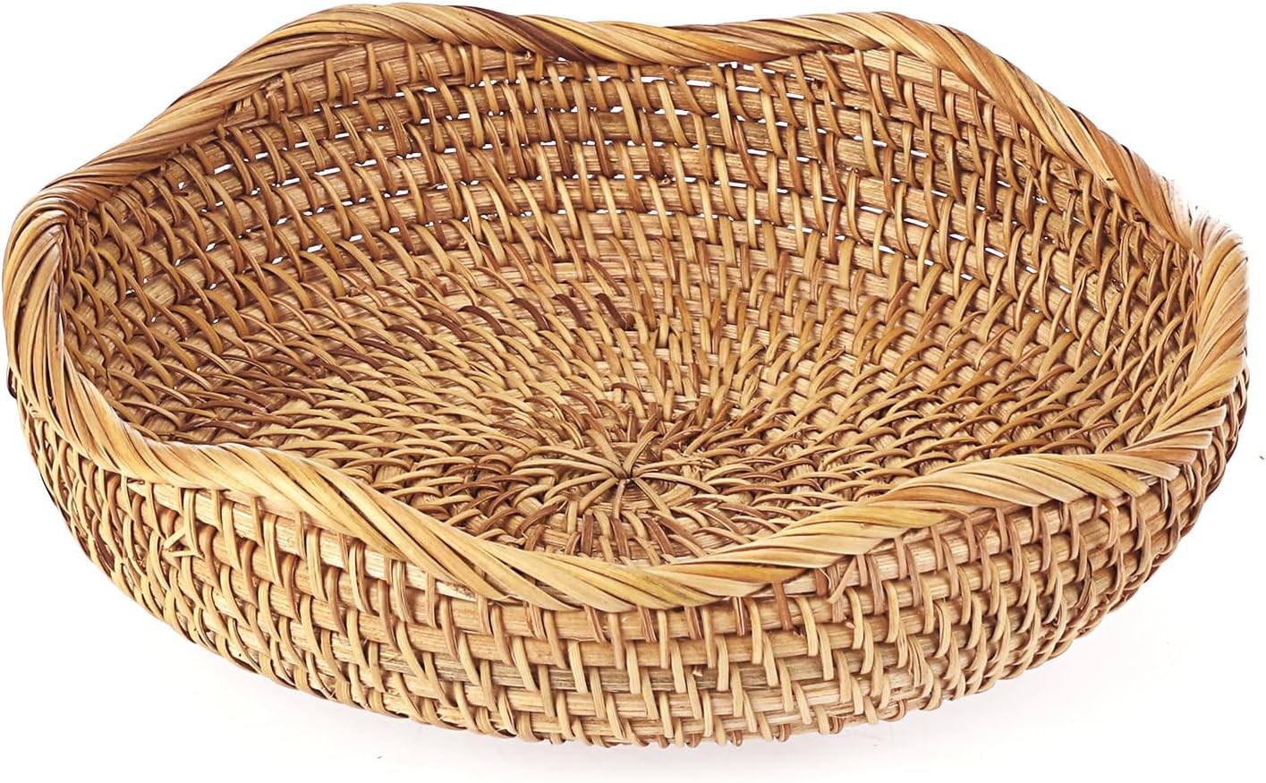 Hand Woven Rattan Tray Hipiwe 8.5 Inch Natural Wicker Storage Bowl
