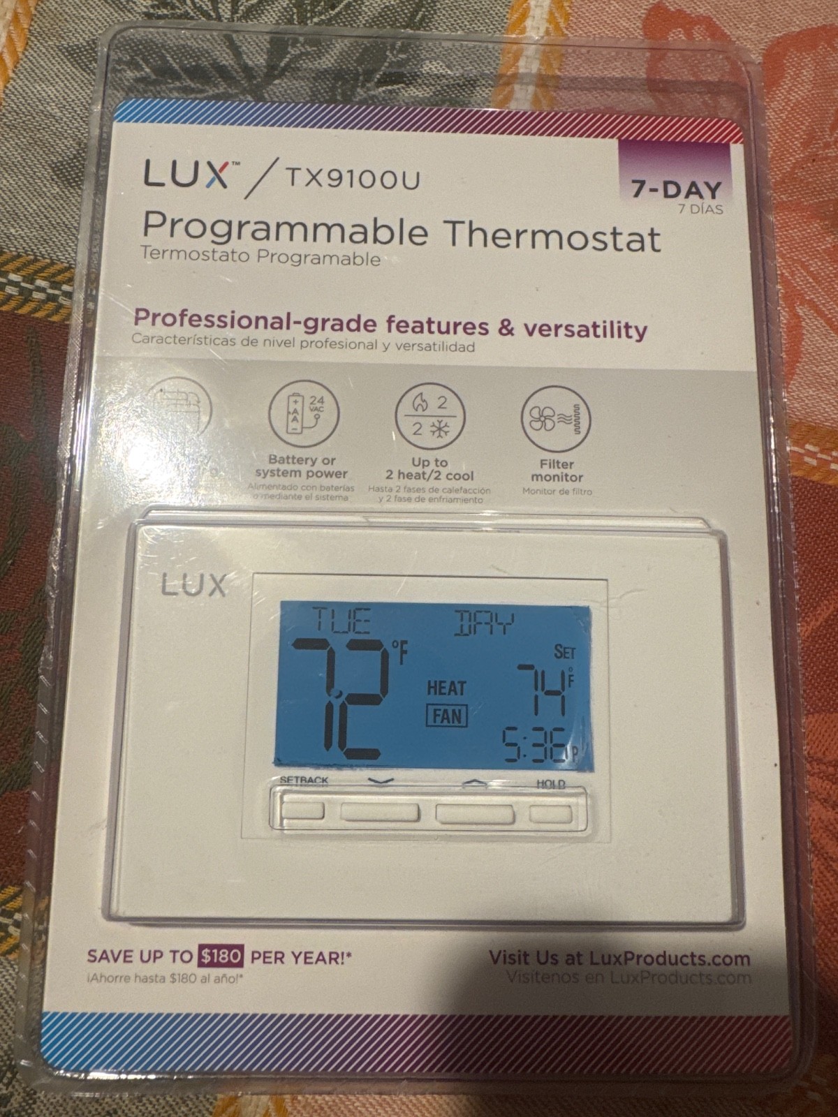 LUX TX9100U 7-Day Programmable Thermostat Universal Profesional Grade New Sealed