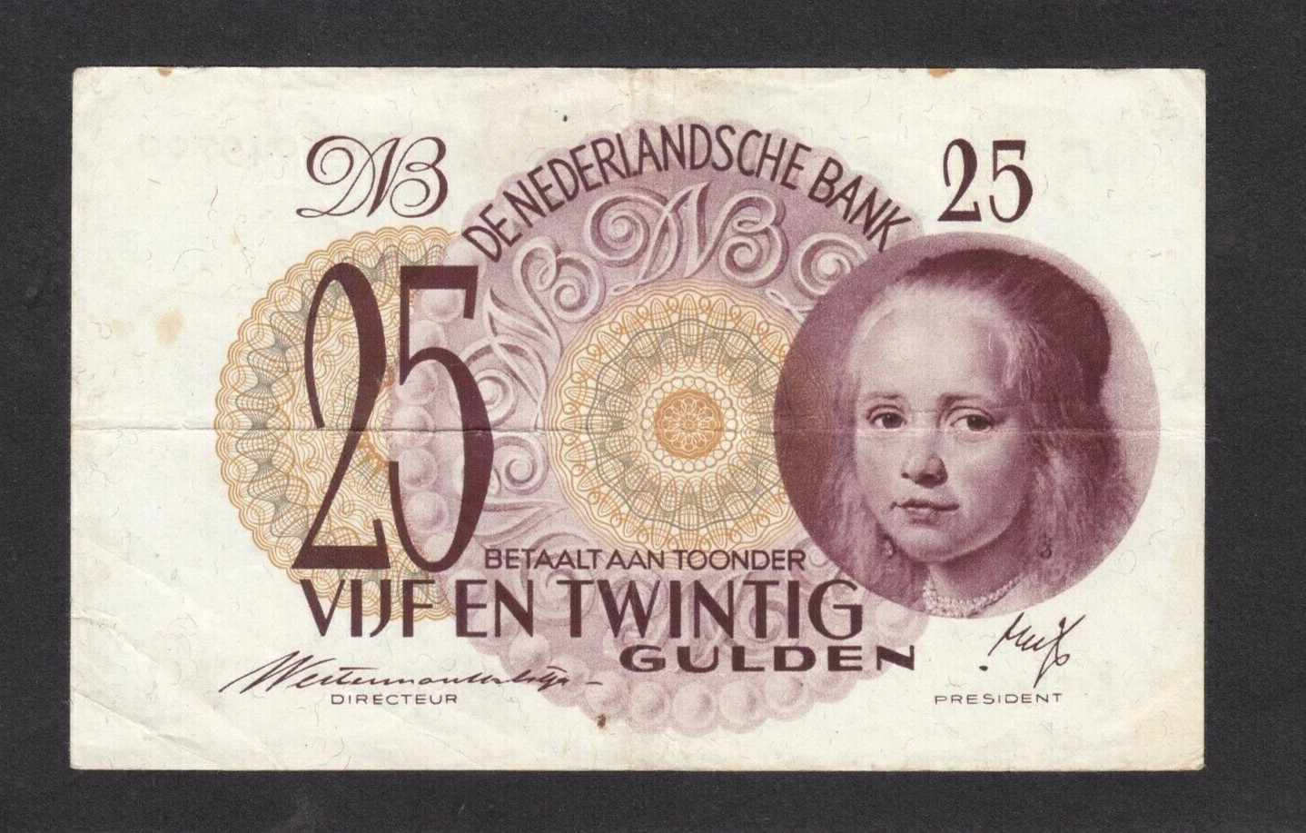 Netherlands 25 Gulden P-77 1943   F+/ VF