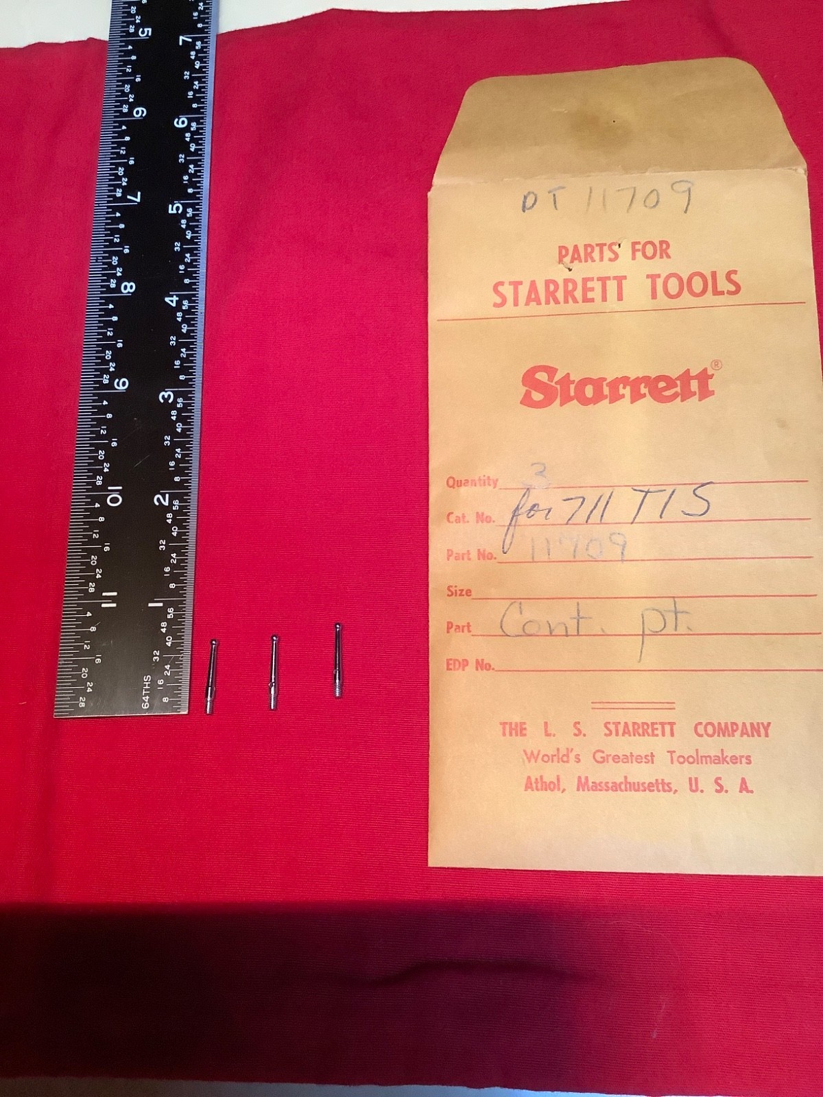 Starrett PT11709 Contact Point ONLY for 711 T1 Last Word Dial Test Indicators
