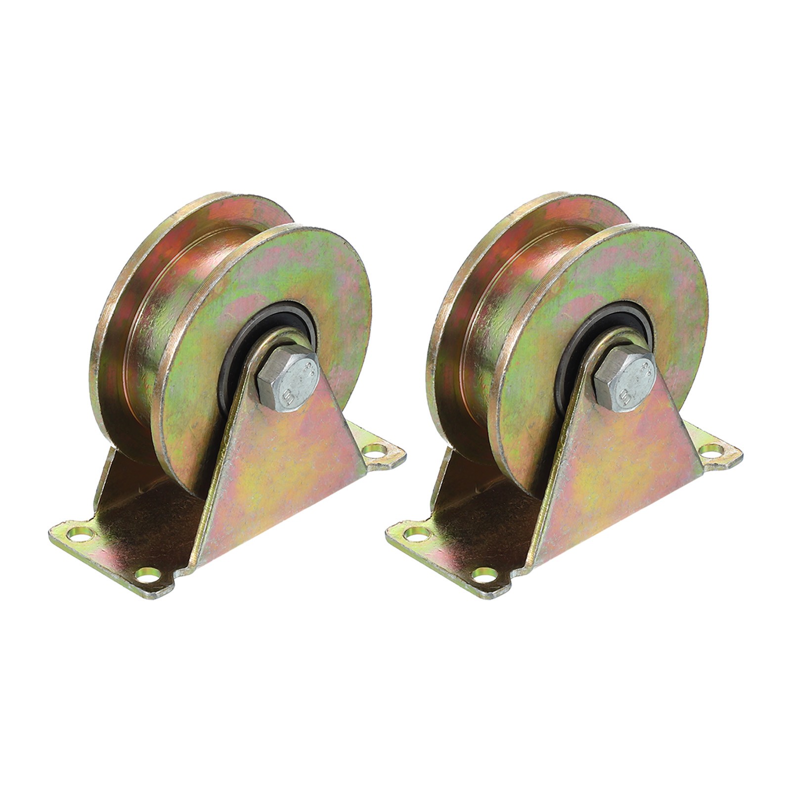 2Pcs Groove Wheel Caster H Type 3 Inch 661 lbs Capacity Cast Iron