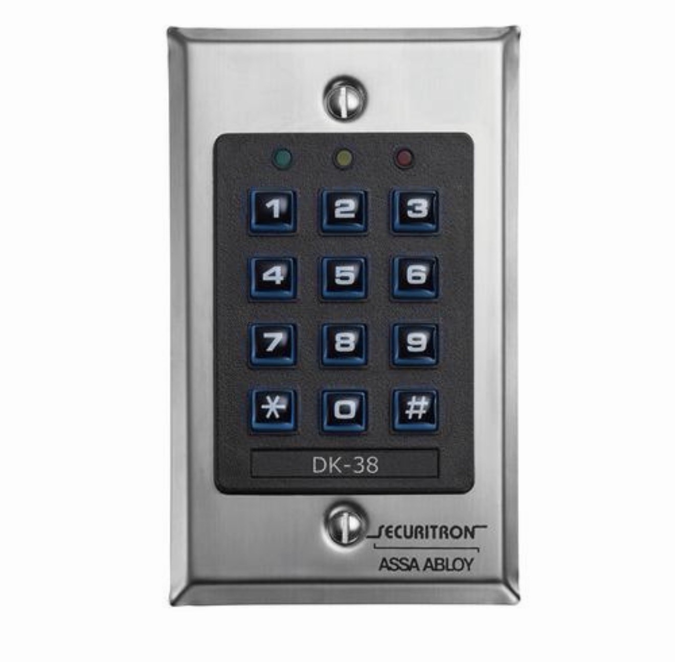 Securitron DK-38 Digital Keypad Flush Mount Satin Stainless Steel Illuminated