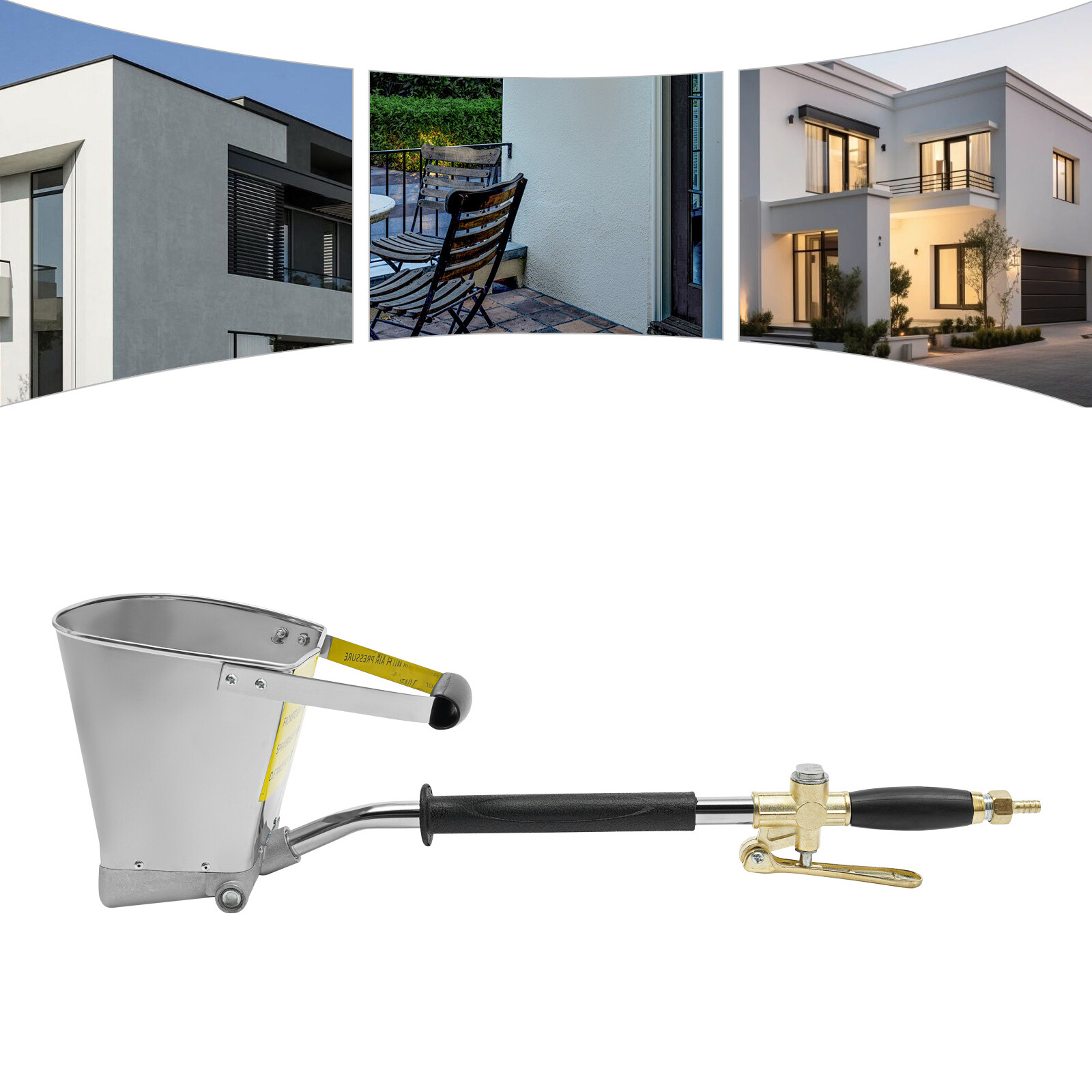 Cement Mortar Concrete Air Stucco Sprayer Hopper 4 Jet Paint Wall Plastering Gun