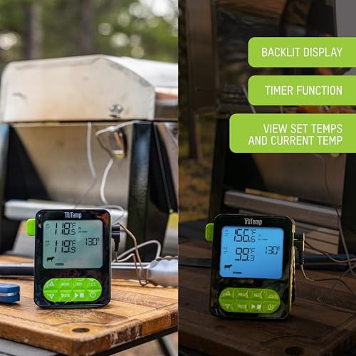 TruTemp Dual Probe Wired Programmable Meat and Food Thermometer, Digital Green