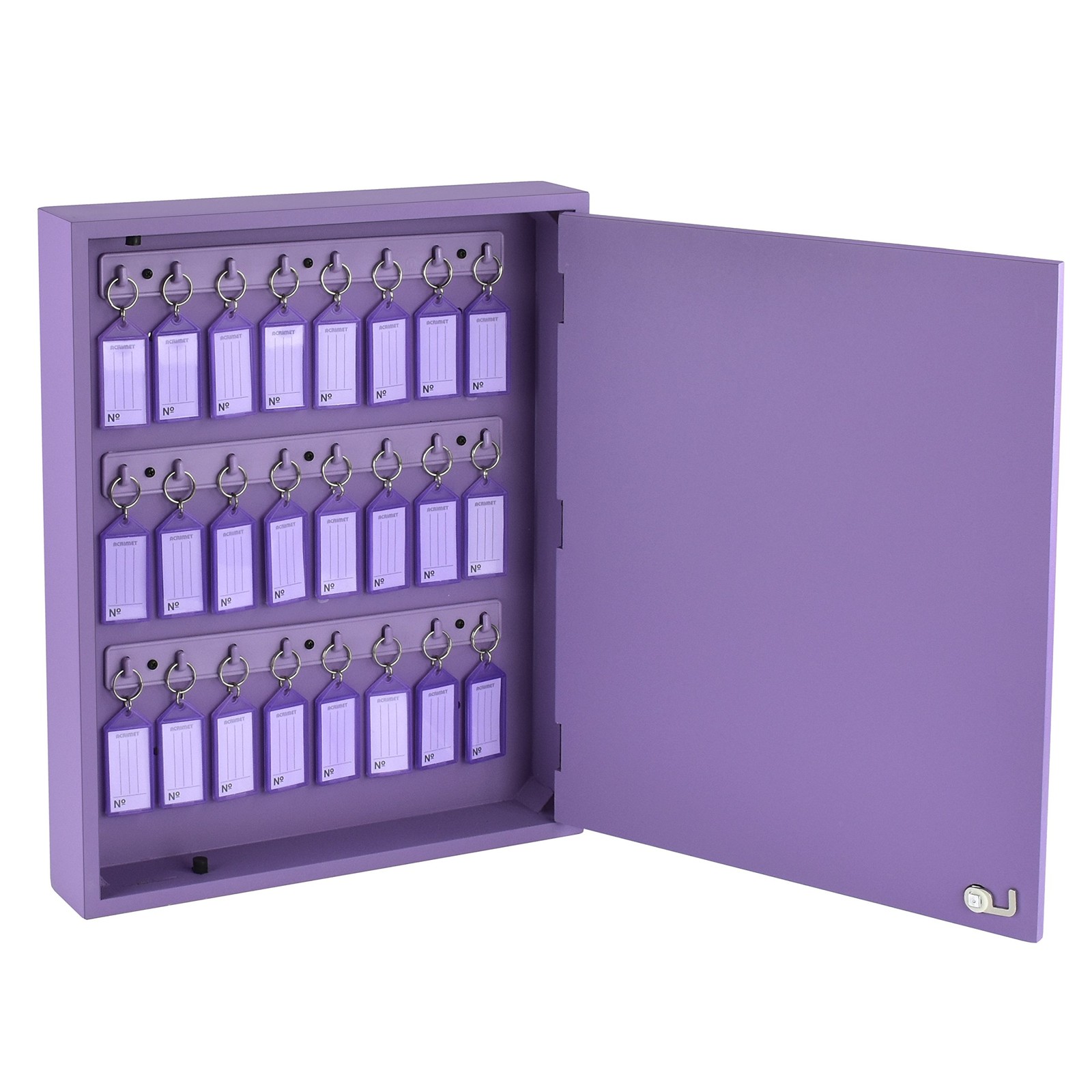 24-Key Cabinet with Lock, Wall Mount Wooden Key Organizer, Security Key Stora...