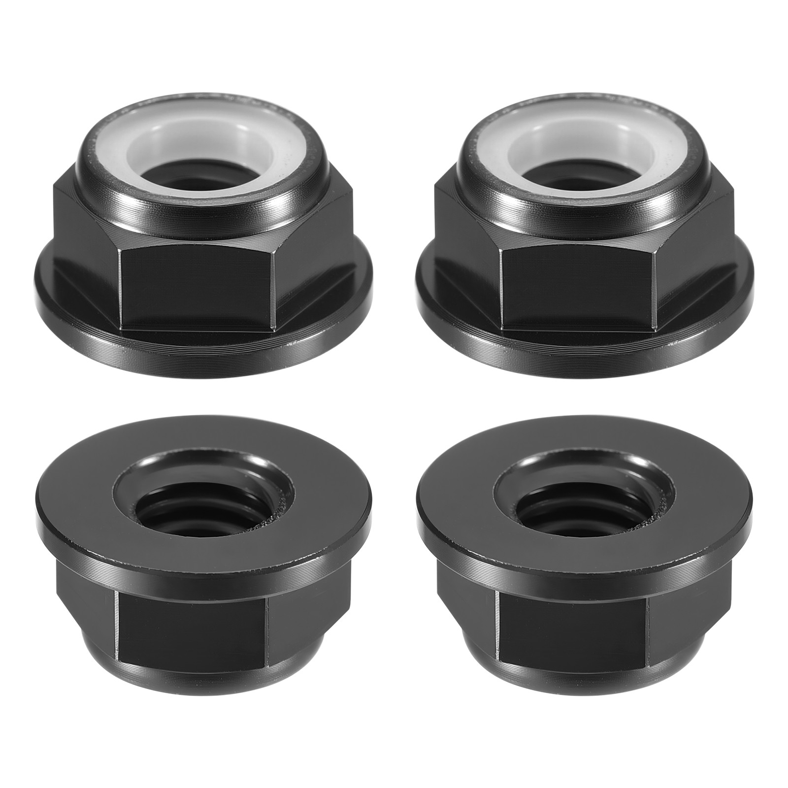 Nylon Insert Hex Lock Nuts, 4pcs - M6x1mm Self-Locking Nut(Black)
