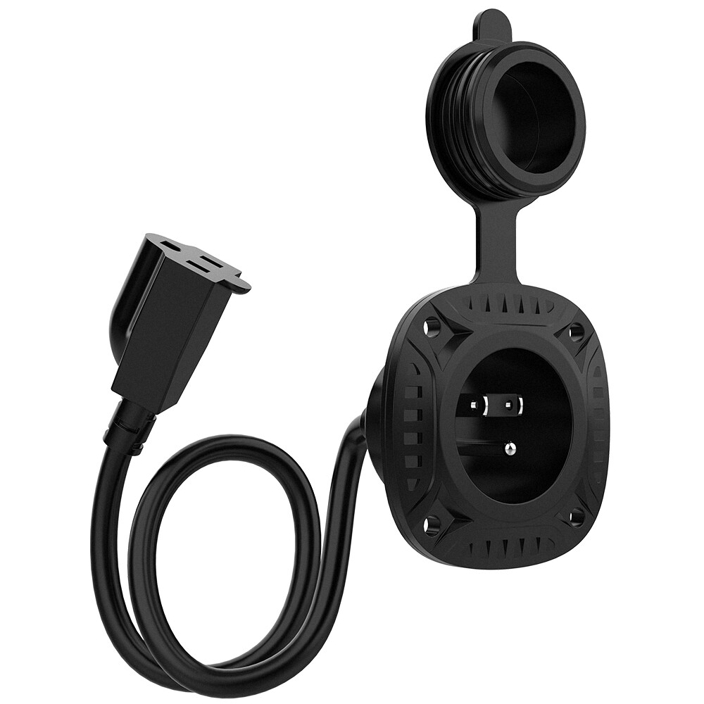 Waterproof 13Amp AC Inlet Plug Port 125v 16" Integrated Extension Cable Cord Cap