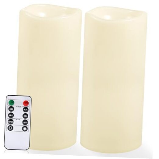 Large Outdoor Flameless Candles 12" x 5" - Waterproof LED 5"x 12" Ivory White