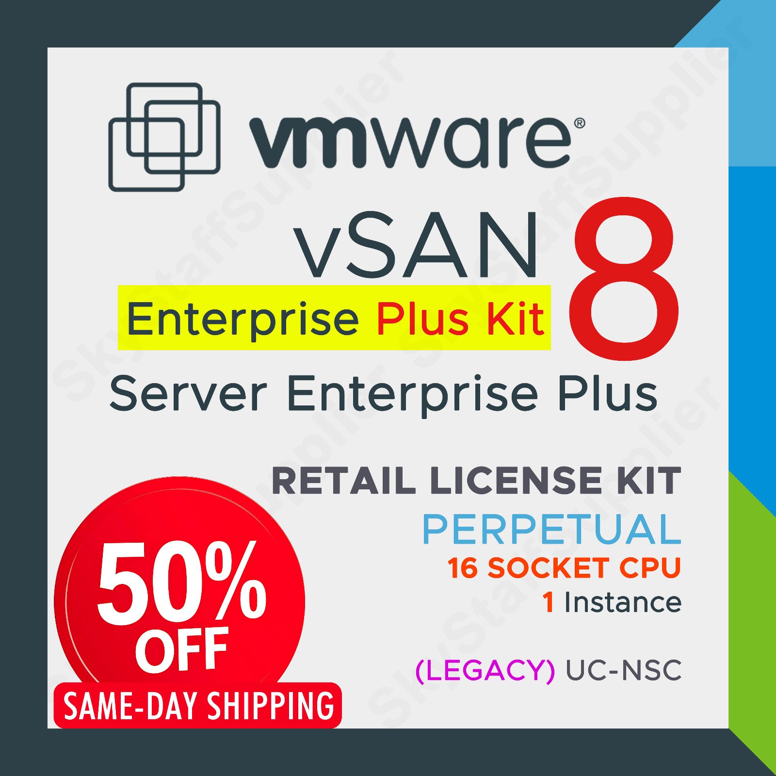 VMWare vSAN v8 Server ENTERPRISE,  16 CPU License,  Legacy Perpetual Retail, NEW