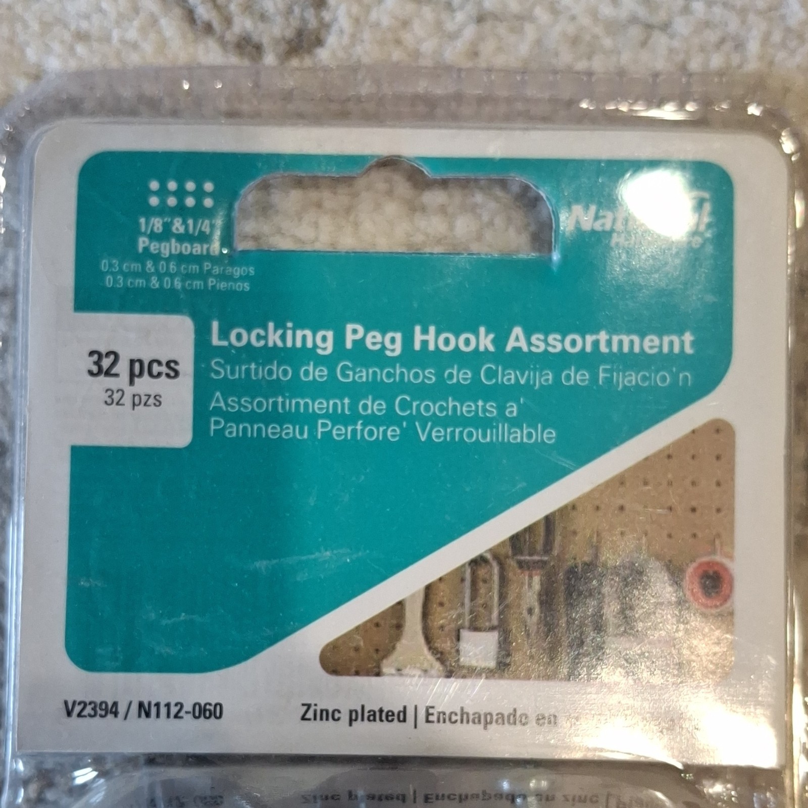 National Hardware Pegboard Hook Assortment Locking Hooks Loop Steel - 79 Pieces