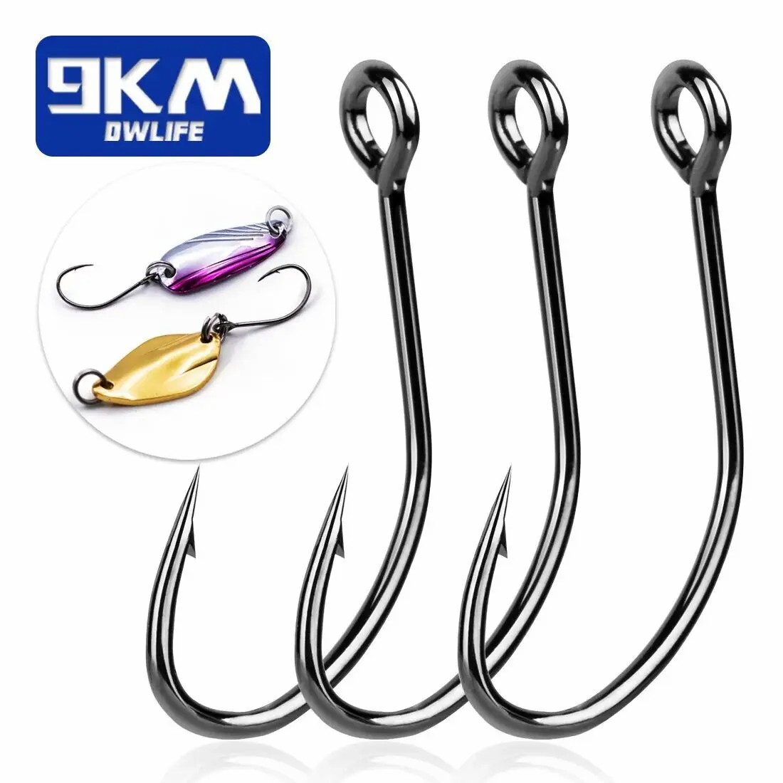 50Pcs Fishing Single Hook Spoon Blade Hook Lightweight for Spinner Bait Sequins
