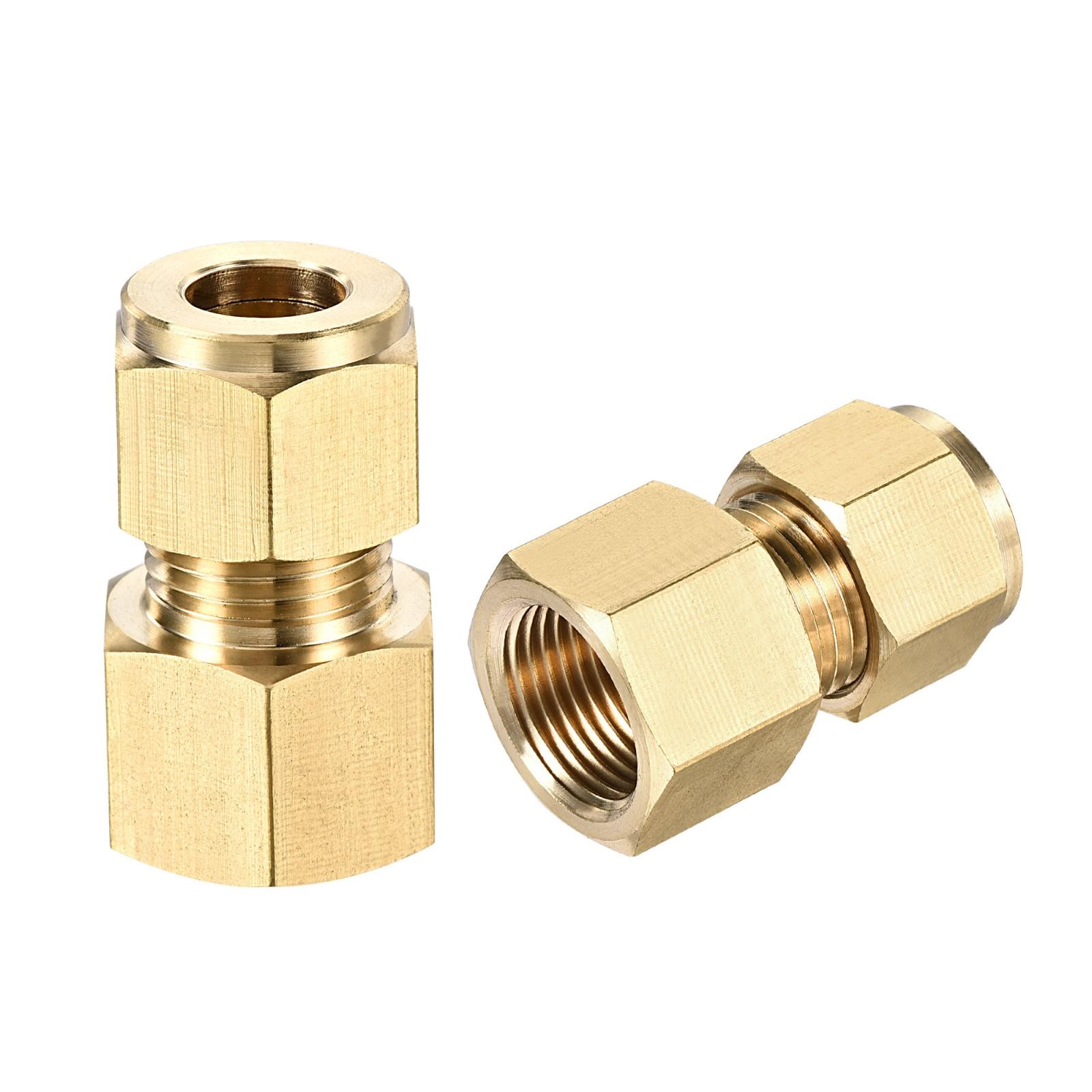 Brass Compression Tube Fitting G3/8 Female Thread x 10mm Tube OD, 2pcs