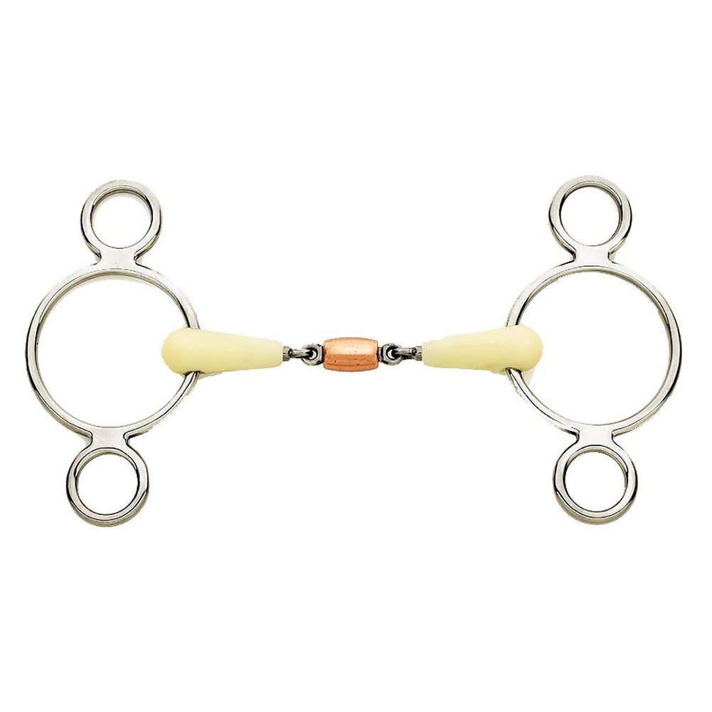 HAPPY MOUTH Copper Space Age Polymer Roller 2 Ring Gag Horse Bit (468552SS)