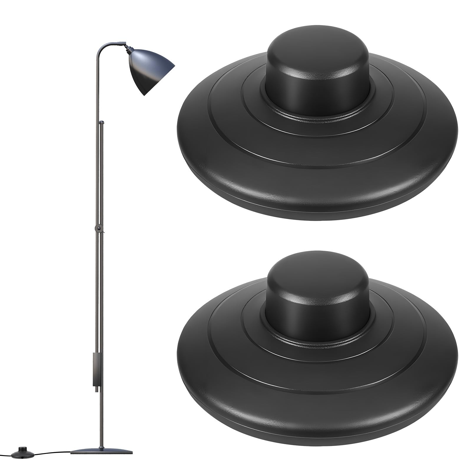 2-Pack Floor Foot Switch, Round Black Inline Foot Pedal Switch Step-on-Button...