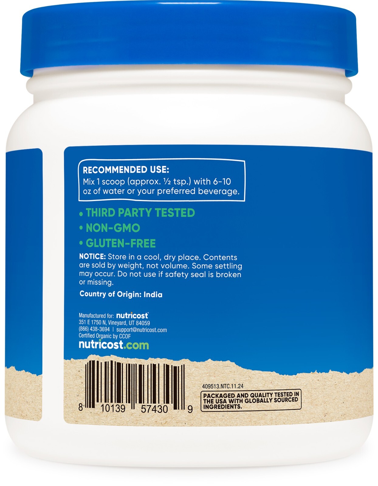 Nutricost Organic Amla Powder 1 Pound (Unflavored) 1 G per serving