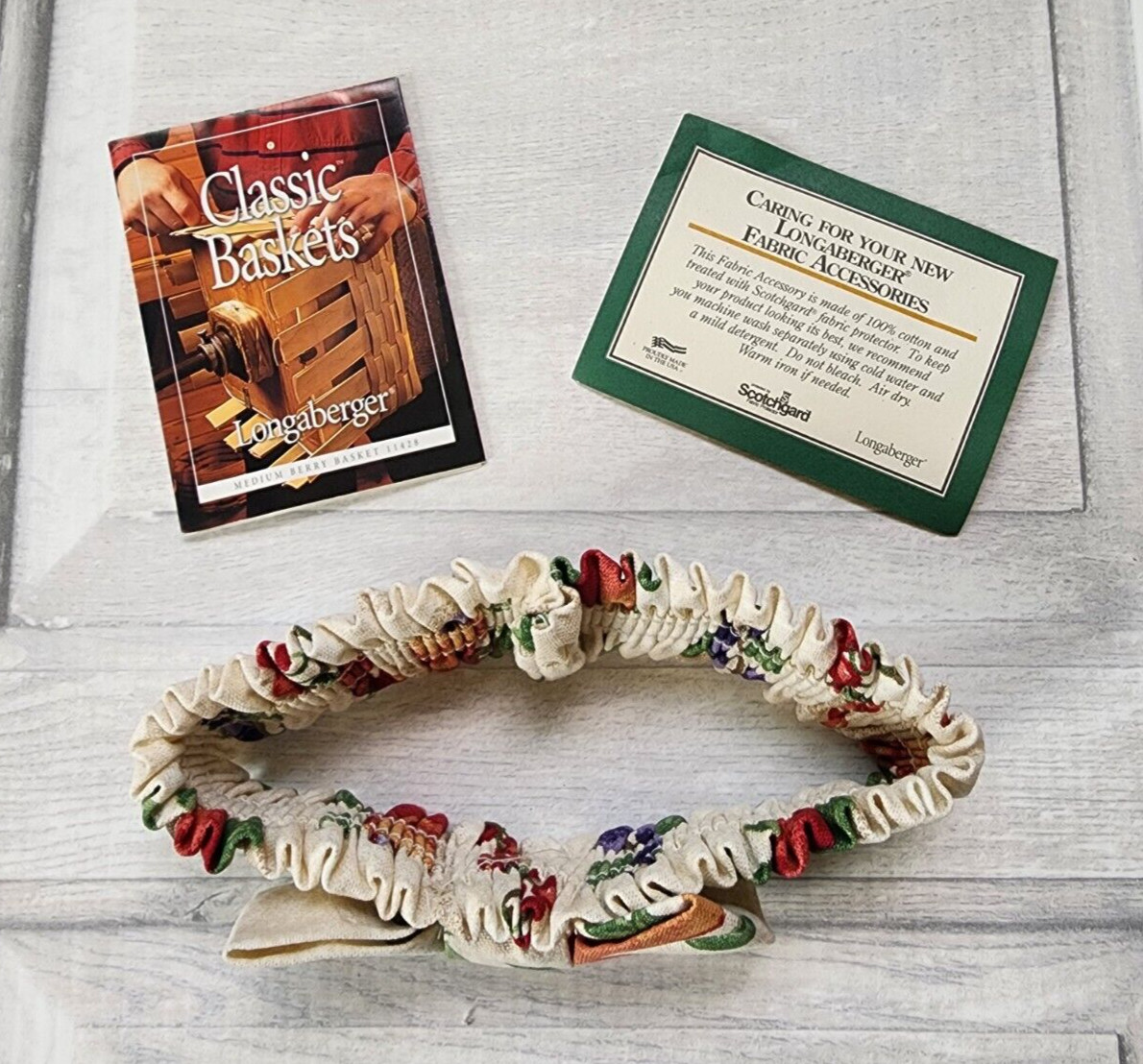 Longaberger retired Fruit Medley small 7 inch garter elastic fabric 2000 vtg