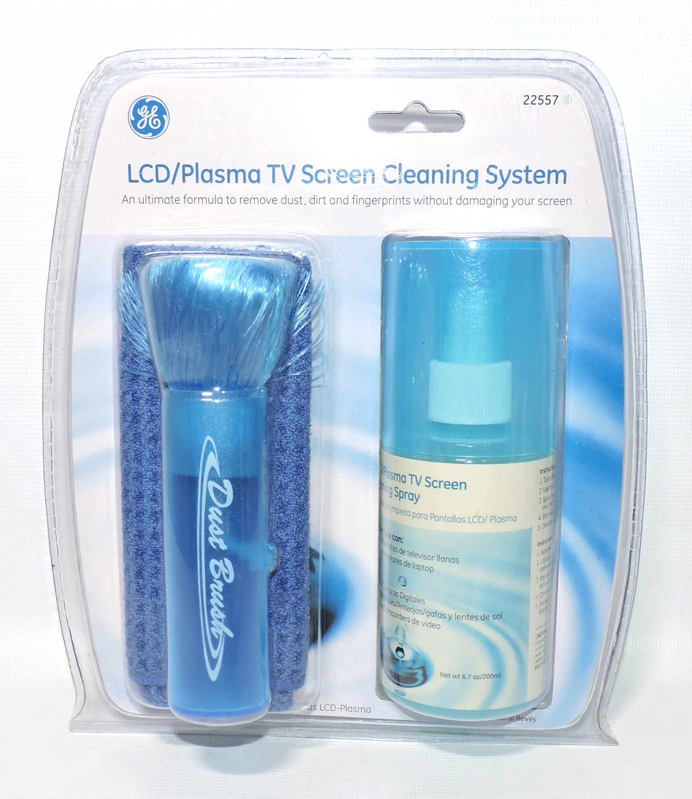 GE LCD Plasma TV Screen Cleaning System Kit Anti-Static Dust Brush Spray, NEW