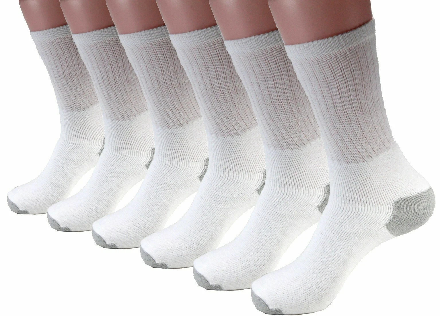 6-12 Pairs Men's White Solid Sports Crew Socks Cotton USA Long Size 9-11 , 10-13