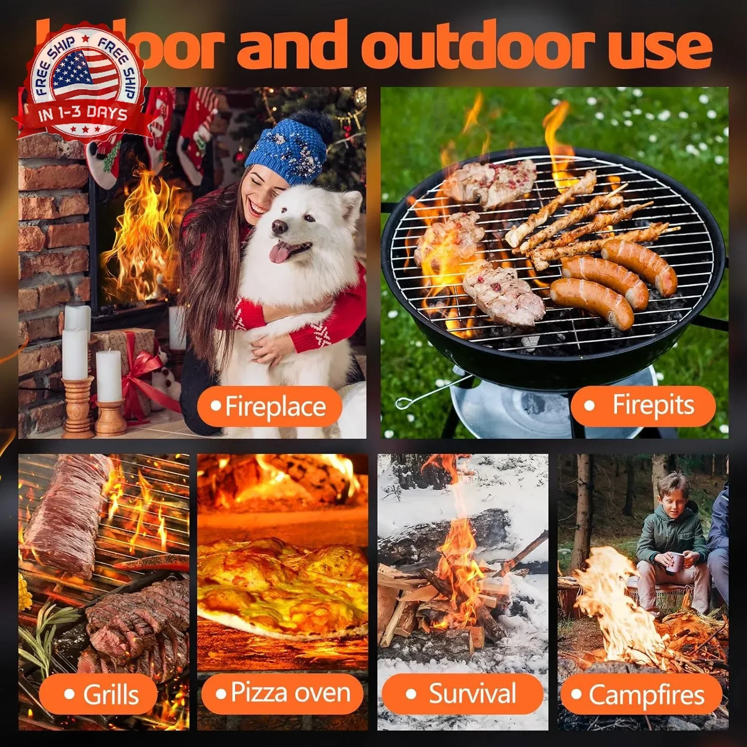 72PCS Fire Starters for Campfires Grill BBQ Camping Fireplace Fire Pit, Quick Li