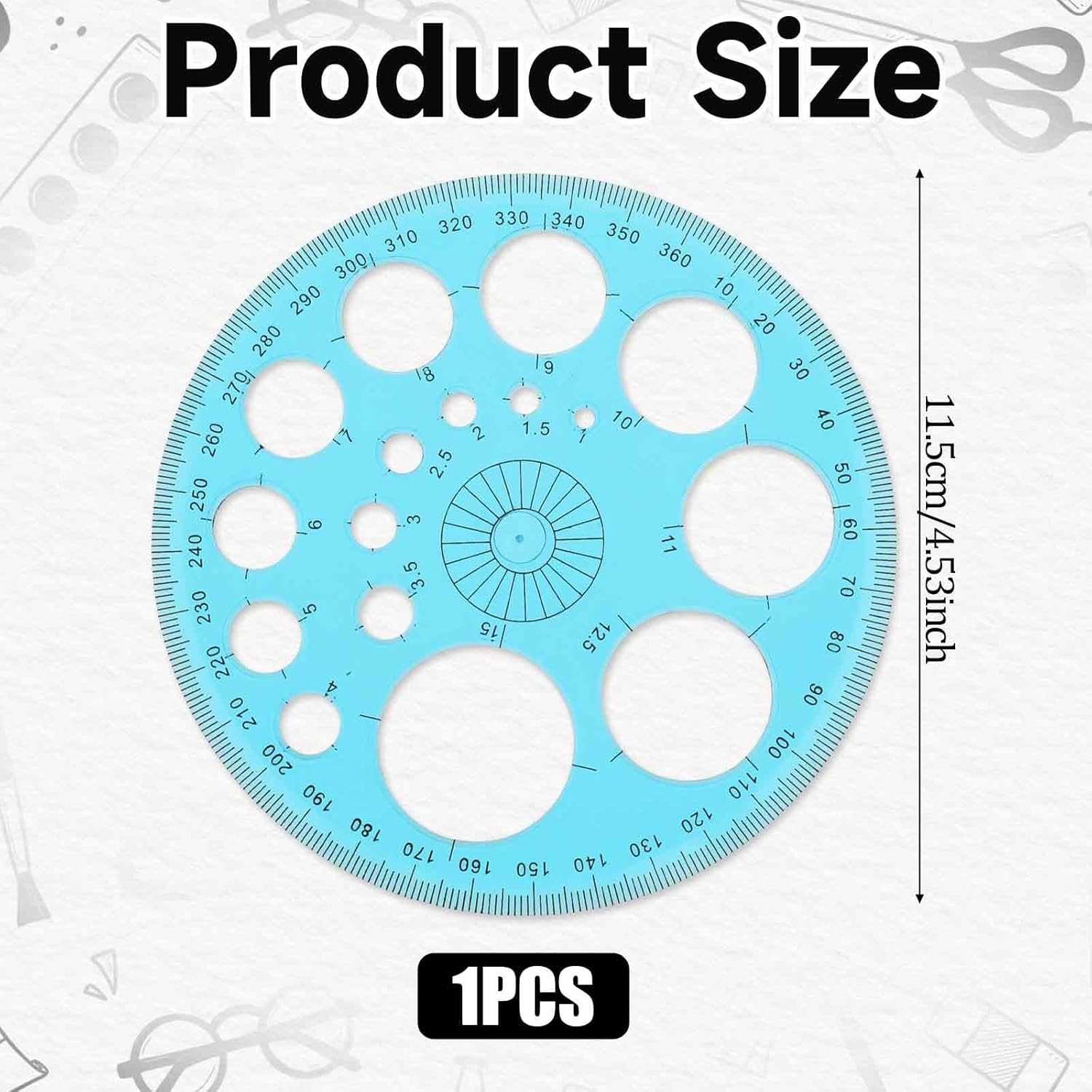 Circle Template for Drawing, Plastic Stencil Geometric blue