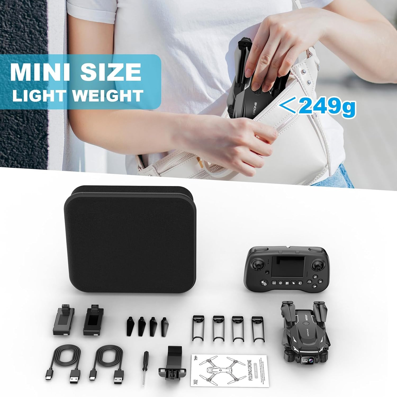Drone with Camera - Drone with Screen on Controller for Beginners, Foldable Remo