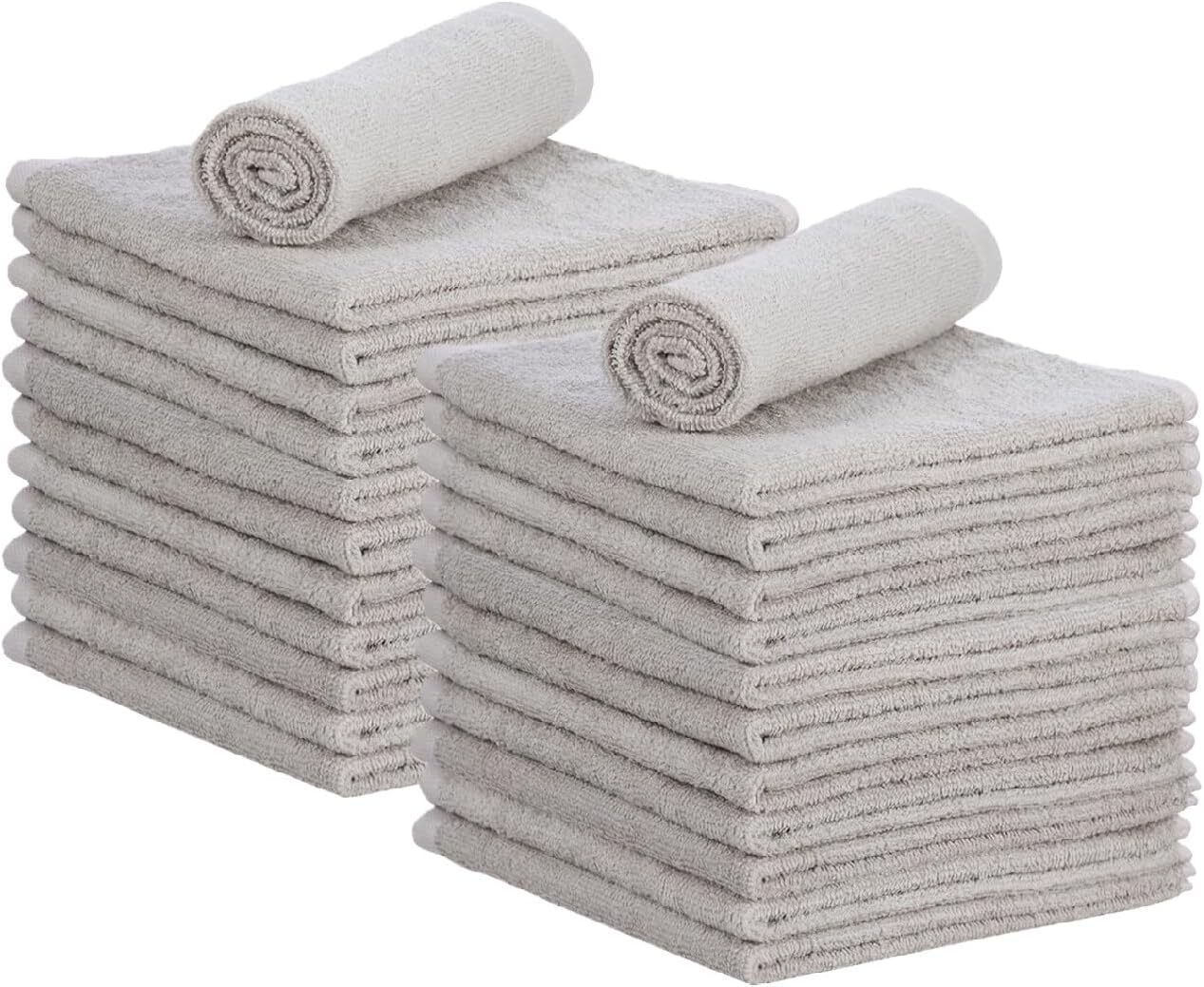 Superio Cotton Terry Cloth Towels 12" All Purpose Face Cloth, Cleaning Rags , 24