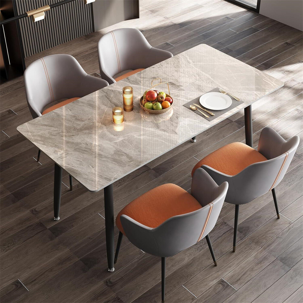 4-8 People Modern Dining Table Kitchen Expandable Gathering Table Marble Top US