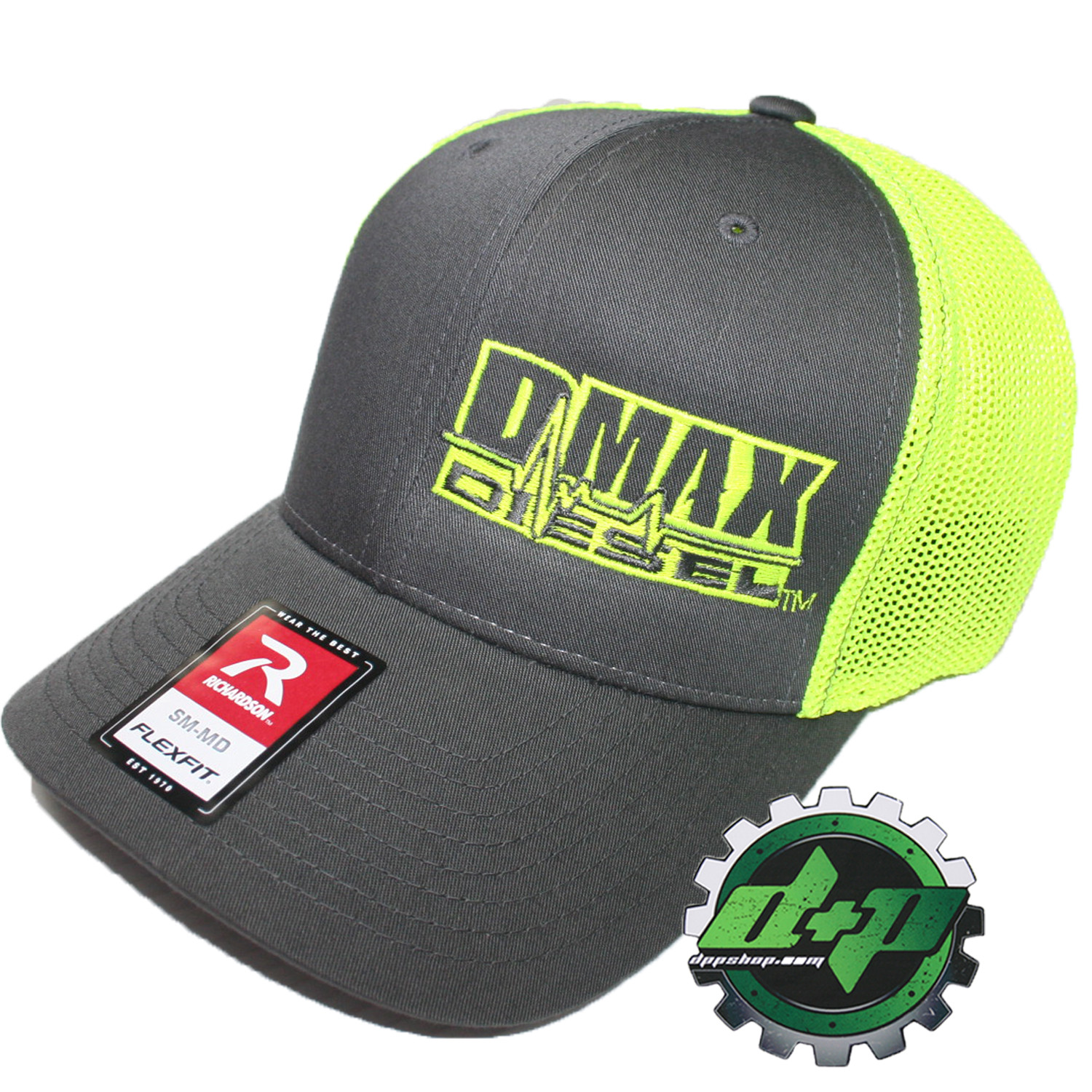 Duramax diesel Richardson 110 DMAX truck hat Flex fit grey YELLOW mesh back S/M