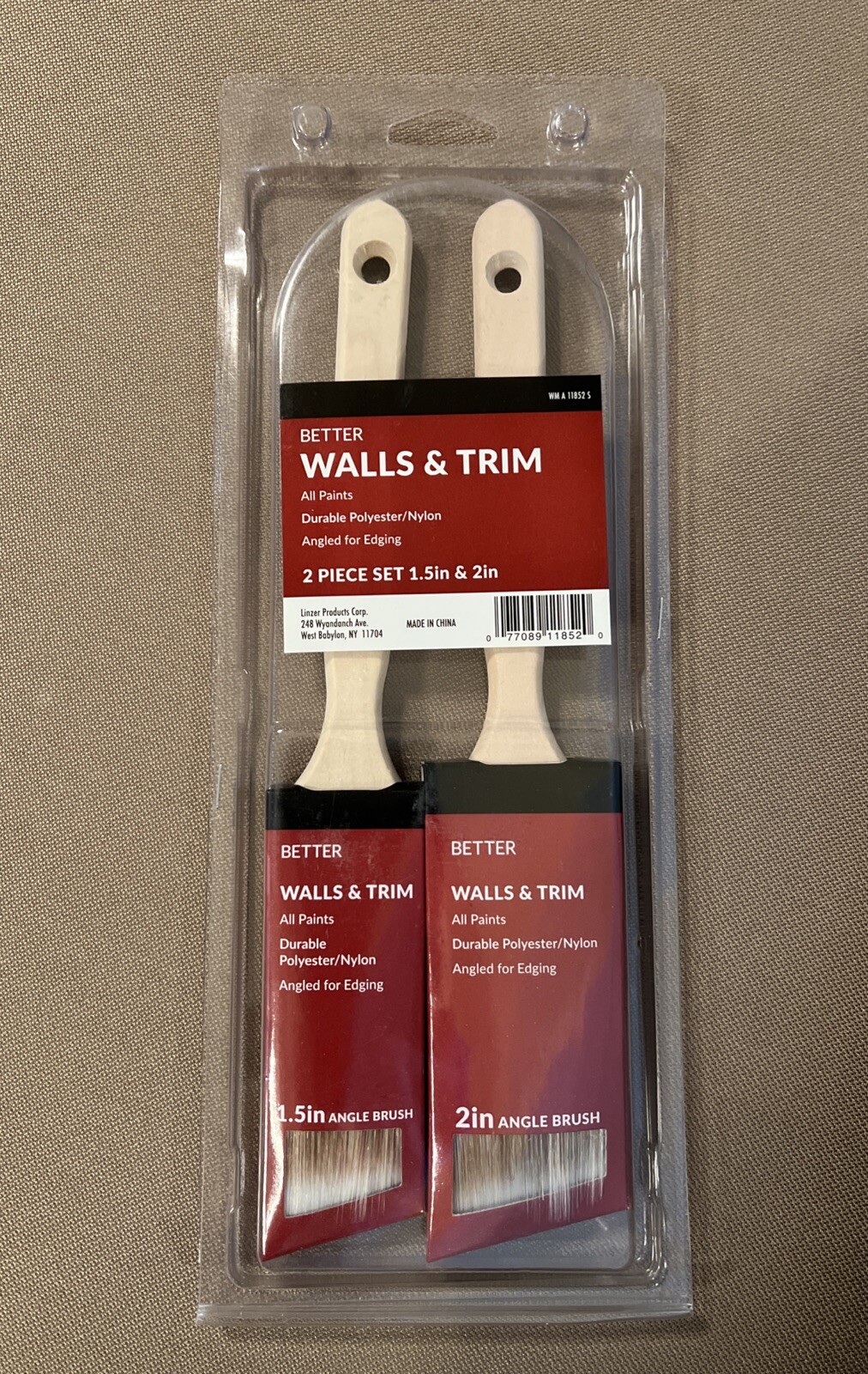 BETTER Walls & Trim 2-Piece Paint Brush Set - includes a 1.5" and 2" Angle Brush