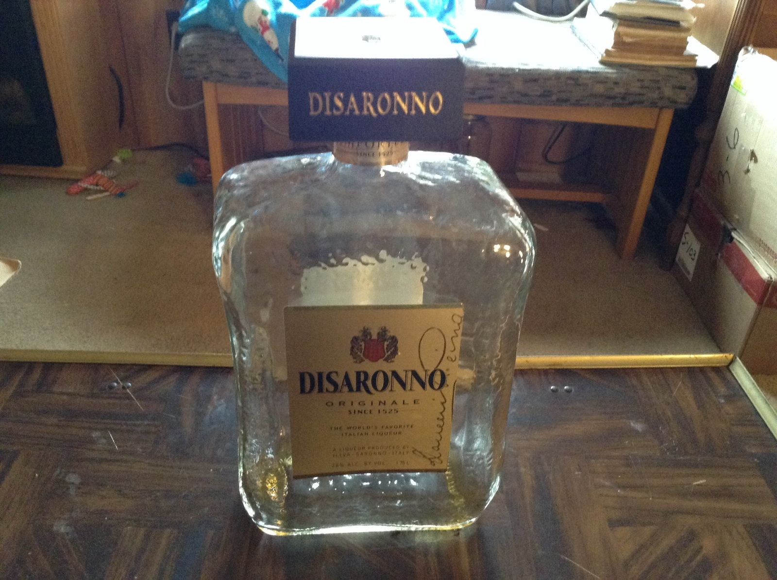 Large 1.75 L. Disaronno Italian liquor bottle