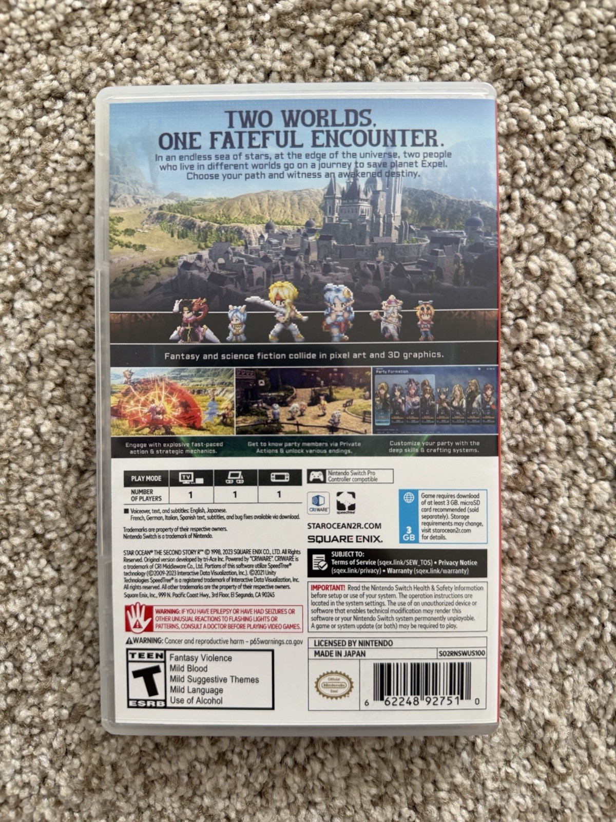 Star Ocean: The Second Story R - Nintendo Switch (CASE ONLY) Authentic No Game