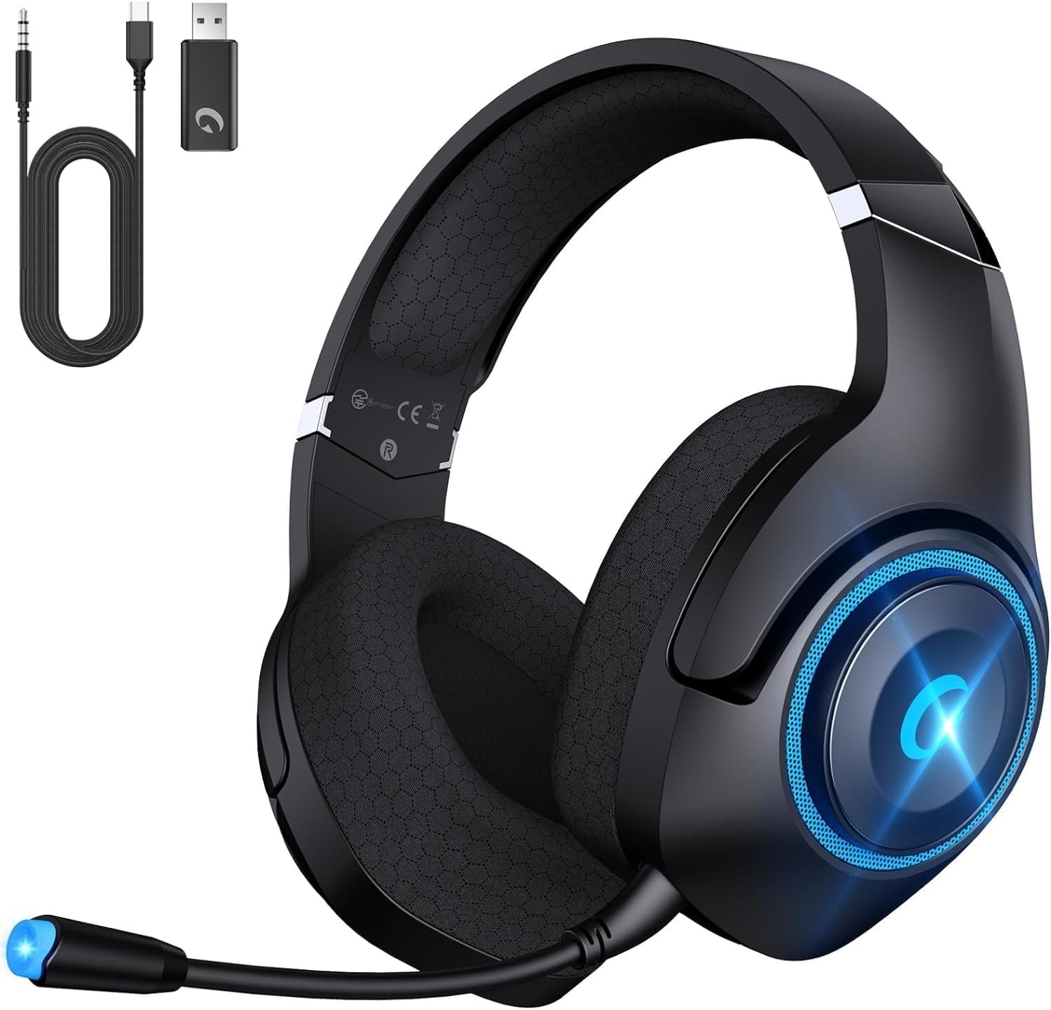 KAPEYDESI Wireless Gaming Headset 2.4GHz Wireless and Bluetooth 5.2 captain 400