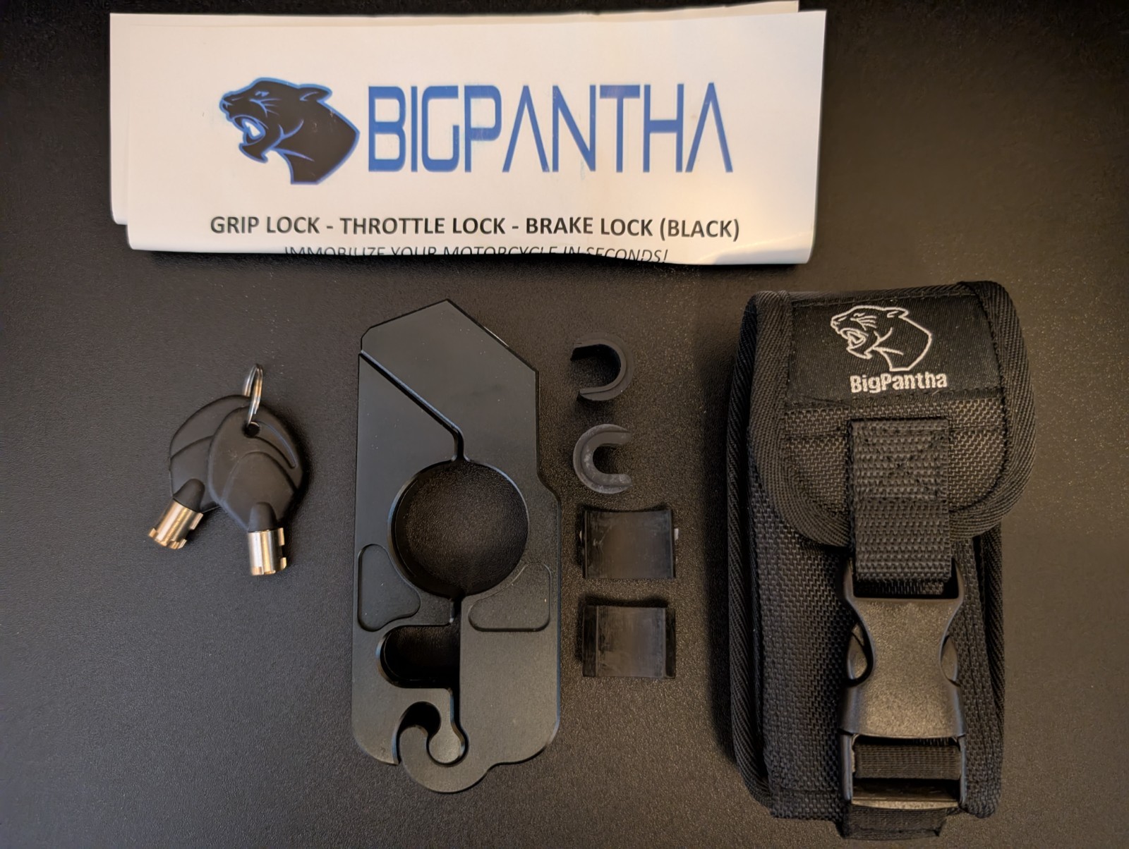 BigPantha Motorcycle Grip Lock Heavy Duty Handlebar Throttle Brake Security