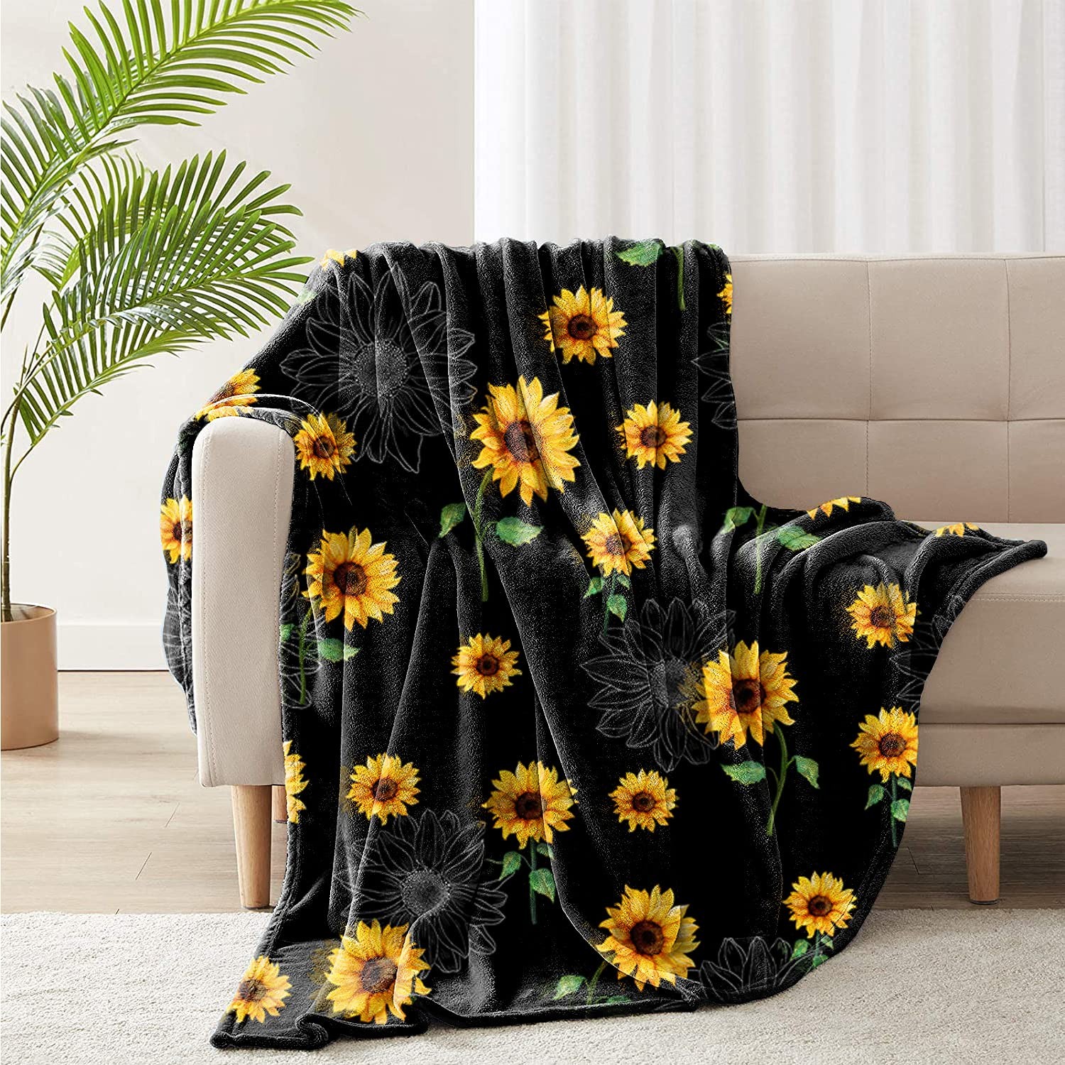 Sunflower Blanket Soft Cozy Lightweight Sunflower Gifts for Women Adults, Sun...