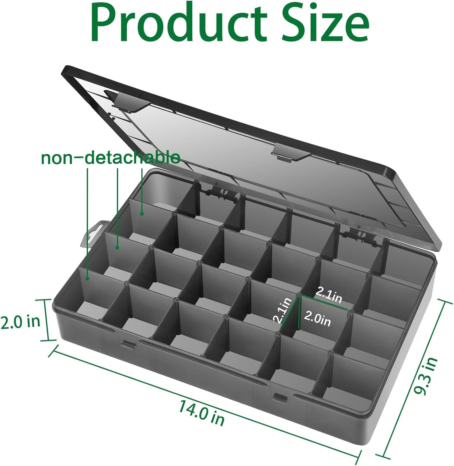 Large 24 Grids Plastic Organizer Box Adjustable Dividers,Clear Storage Box fo...