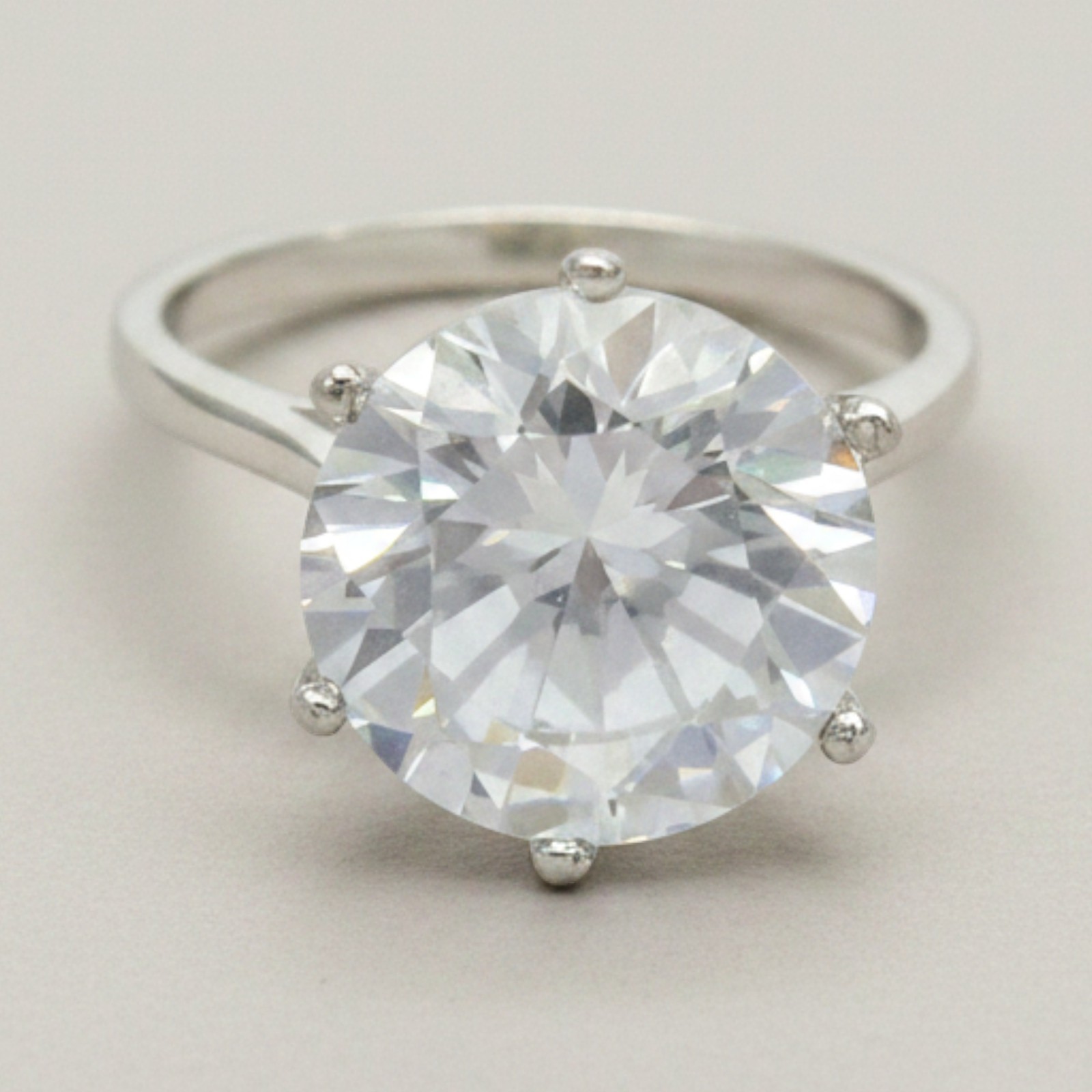 Sterling Silver Promise Ring Solid 925 With 12mm Cubic Zirconia Nickel Free