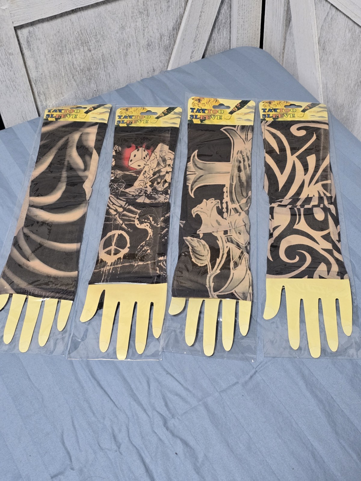 4 Pairs Tattoo Arm Sleeves Sports UV Sun Protection Nylon Temporary Arm Sleeves