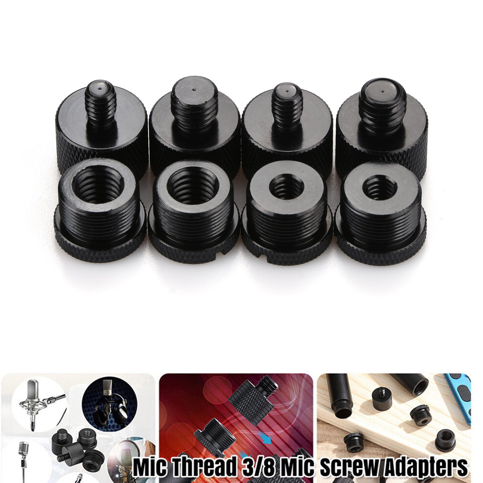 5/8 Female To 3/8 Male,1/4 Female To 5/8 Male Mic Thread Screw Adapter Kits 8*