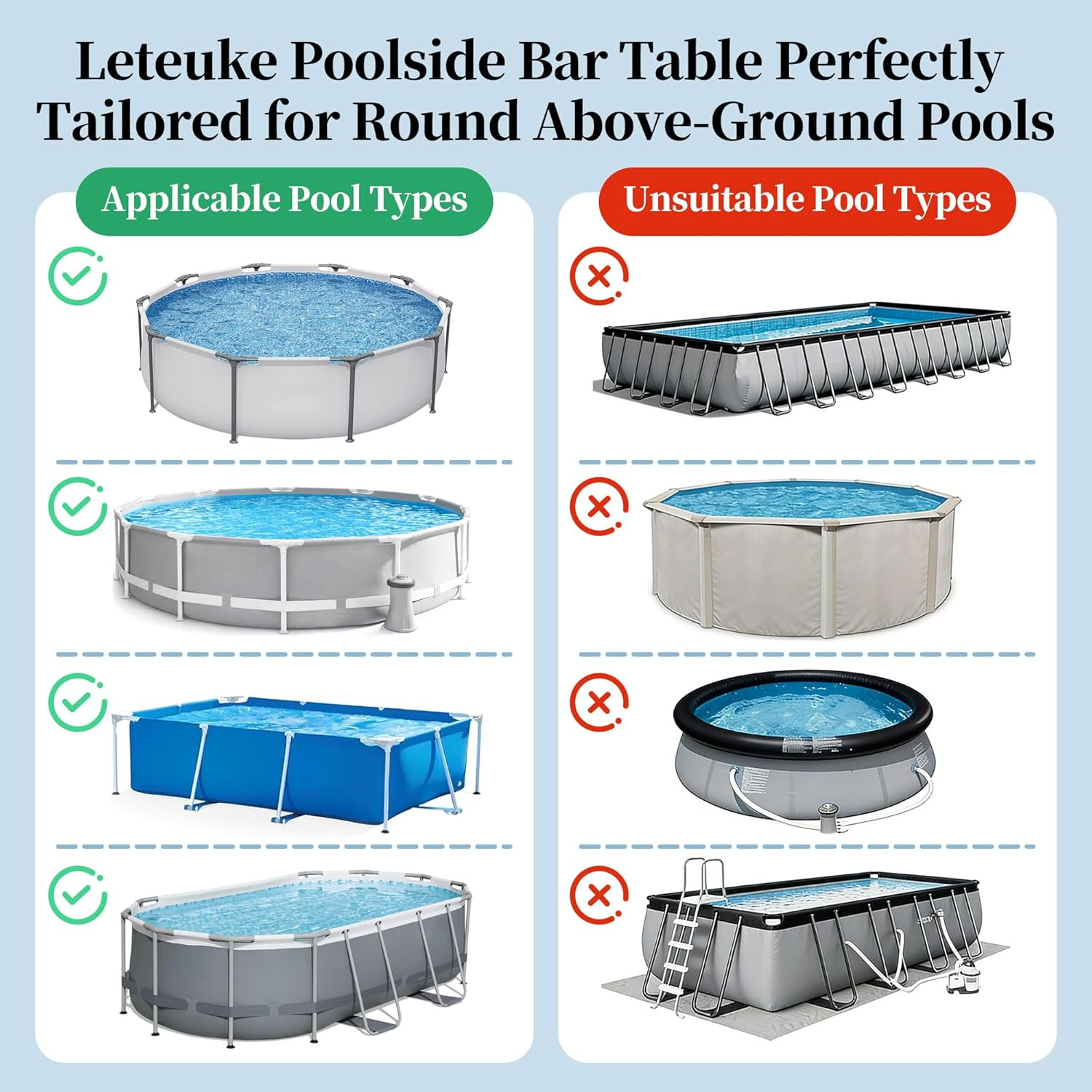 Poolside Bar with Ice Bucket, Poolside Bar Table with Adjustable Support Bracket