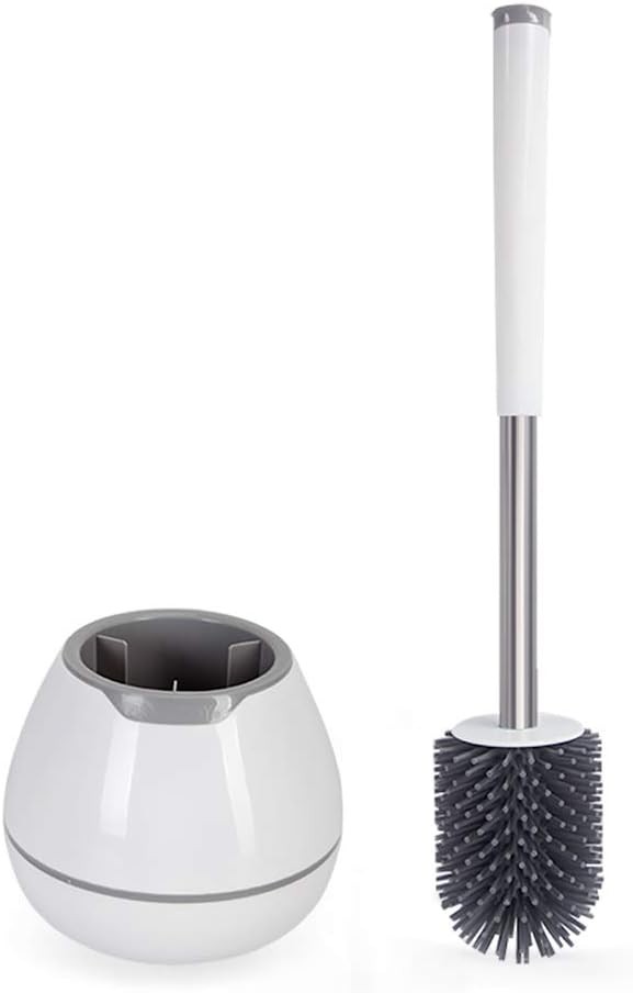Toilet Brush and Holder Set, Silicone Toilet Bowl Cleaner Brush,